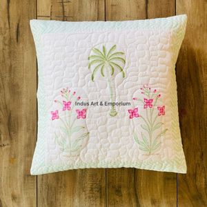 Funda de Cojín Cuadrada Decorativa de Algodón con Estampado a Mano Indio, Acolchada, 40 x 40 cm - Product Image 3