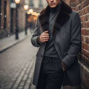 Manteau d'hiver en laine durable pour homme, chaud, élégant et respirant, avec options personnalisables, service OEM, fournisseur en gros - Product Image 4