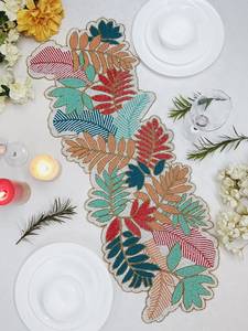 Chemin de table artisanal en tissu oriental écologique et durable, forme irrégulière, motif floral turquoise, style de luxe, Ali Fashion Mats Pads - Product Image 1