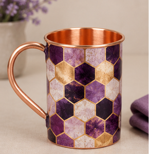 <b>Copper</b> <b>Mugs</b> Hexagon Pattern Bohemian Style Drinkware Home Decor Handle Design Geometric Emerald Hexagon Honeycomb <b>Copper</b> <b>Mug</b> - Product Image 5