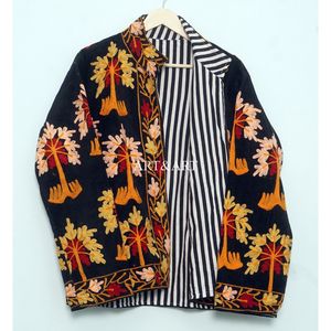 Vintage Floral Embroidery Button Cotrise Jacket Cotton Stripe Lining Handmade Autumn Winter Breathable Eco-Friendly Quick Dry - Product Image 6