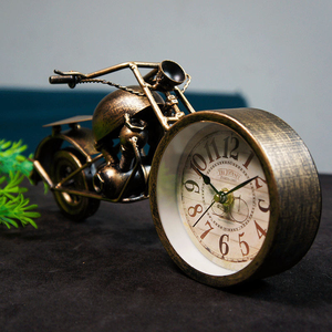 HOME GENIE Metal Motorcycle Table <b>Clock</b> with Antique Finish | Vintage Bike Shaped <b>Desk</b> <b>Clock</b> for Home Office Living Room Decor - Product Image 4