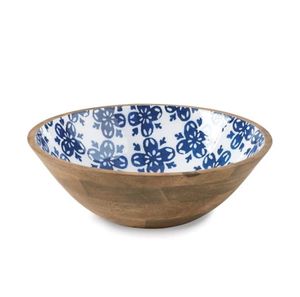 Bol en bois fait main avec motif de feuilles vertes, design rétro, pour servir les aliments et la décoration de la maison - Product Image 4