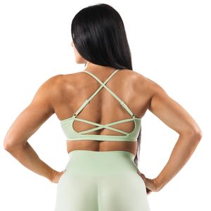 Mint Green Women's <b>Cross</b> Back Sports Bra Moisture Wicking Athletic Crop <b>Top</b> for Workout Yoga Gym Fitness Running Training - Product Image 2
