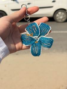 Colorful Handmade Embroidery Keychain with Decorative Beads for Bags <b>Backpacks</b> and <b>Purses</b> - Product Image 1
