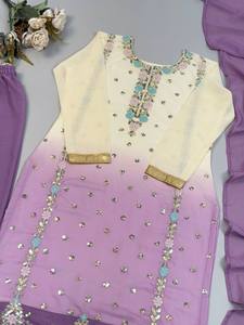 Luxury Georgette Kurta Pant Dupatta Set with Rich <b>Sequins</b> Embroidery and Traditional Ethnic Elegance - Product Image 5