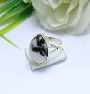 Anillo de Plata de Ley 925 Jasper Anillo de plata hecho a mano. Zebra Jasper Anillo de regalo de plata Mujer Jasper Joyería para regalo - Product Image 6