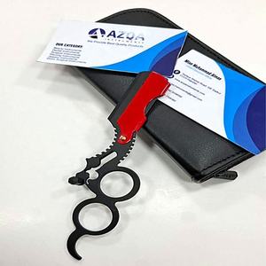 Rasoir droit à double anneau en acier inoxydable avec finition colorée rouge et noire pour le rasage et l'entretien professionnel des barbiers - Product Image 3