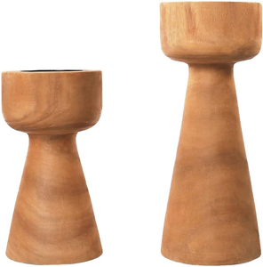 Support de bougie en bois poli, figurine vintage classique élégante, décoration de Noël et du Ramadan, personnalisable MULTI CRAFT - Product Image 1