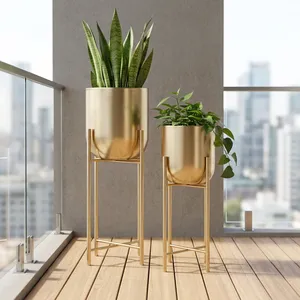 Jardinières en métal martelé avec supports, pots de plantes décoratifs pour le salon, la chambre, le bureau, décoration moderne pour la maison et le jardin - Product Image 4