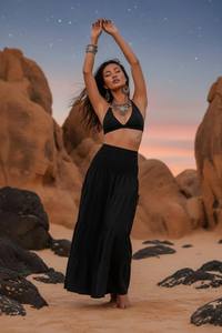 กระโปรงแม็กซี่สไตล์โบโฮสำหรับผู้หญิง ผ้าฝ้ายออร์แกนิกเนื้อบางเบา ทรงกว้างพลิ้วไหว กระโปรงยาวน้ำหนักเบา สไตล์โบฮีเมียนสำหรับฤดูร้อน - Product Image 2