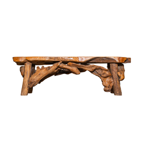 Banco de Raíz de Teca Rústico de Lujo ARTERRA, Hecho a Mano por Artesanos, Duradero, para Exteriores/Hotel/Patio/Sala de Estar - Product Image 2