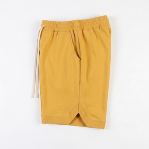 2026 Men Solid Yellow Drawstring Shorts Casual Mid Waist Knitted Breathable With Pockets - Product Image 2