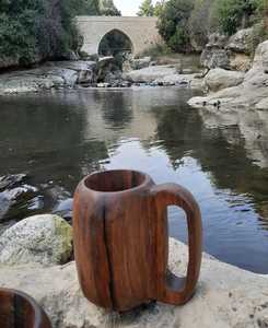 Taza de Madera Hecha a Mano, Jarra Vikinga Rústica, Vajilla Natural, Taza Ecológica - Product Image 1