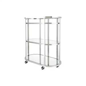 Chariot de rangement mobile à 3 niveaux en métal doré et blanc crème avec paniers en treillis métallique et roulettes - Product Image 3