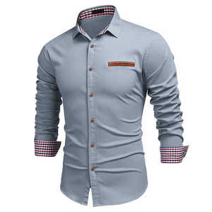 Camisas de Vestir Formales para Hombre, con Cuello Marinero, Manga Larga, 100% Algodón, Secado Rápido, Transpirables, Ecológicas, Casuales - Product Image 5
