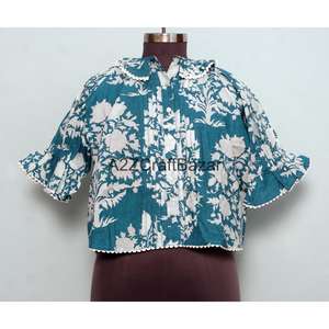 Robe mini décontractée pour femme 100% coton, style bureau, manches 3/4, col rond, imprimé floral, écologique, respirante, style coréen et anglais - Product Image 1