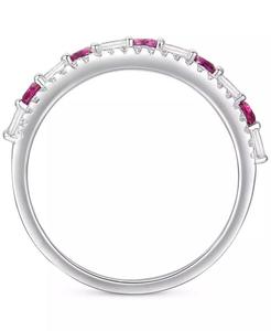 Zaffiro coltivato in laboratorio (3/8 ct. T. w.) & Zaffiro bianco coltivato in laboratorio (1/2 ct. T. w.) Fascia impilabile in argento Sterling (anche in laboratorio - Product Image 3