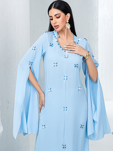 ชุดอาบายะแบบเรียบหรูสไตล์ดูไบ Butterfly Modest Luxe ขายส่ง รับผลิตตามแบบ OEM/ODM ผ้าโพลีเอสเตอร์ คอวี ความยาวระดับข้อเท้า สำหรับผู้หญิง คอลเลคชั่นฤดูใบไม้ผลิ - Product Image 3