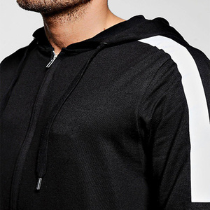 Survêtement à capuche noir pour homme, manches longues, couleur unie, polyester, coupe classique, vêtements d'automne avec poches latérales, fermeture éclair - Product Image 6