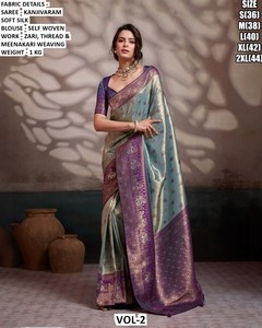 Sari Tradicional Elegante y Encantador de Seda JMC, Sin Arrugas, que Absorbe la Humedad, para Fiestas de Diwali y Bodas, para Invierno y Todas las Estaciones - Product Image 5