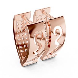 Pendientes de Aro Huggie de Oro Rosa de 18K con Diamantes Cultivados en Laboratorio de Varias Hileras, 0.54ct, Diseño Moderno y de Tendencia - Product Image 4