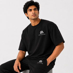 Camiseta de Algodón Negra Extra Grande para Hombre, Manga Corta, Cuello Redondo, Ropa Deportiva, Ropa Casual de Calle, Camiseta para Hacer Ejercicio - Product Image 6