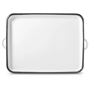 Rectangle <b>Enamel</b> <b>Baking</b> <b>Tray</b> With Handles White Finish Dishwasher Safe Kitchen Use Single Tier Minimalist Design - Product Image 5
