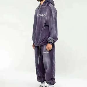 Conjuntos de sudadera y pantalón de chándal con cremallera, efecto deslavado, estilo acid wash, 100% algodón, para hombre, de Pakistán - Product Image 5