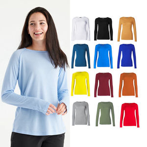 Camisetas de Manga Larga de Forro Polar para Mujer, Tallas Grandes, Ropa Casual Ligera y Transpirable, 100% Algodón Ecológico, Antiarrugas, ODM Rápido - Product Image 1