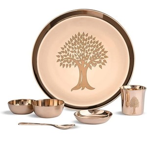 Juego de Cena Thali de Latón Vintage con Vasos, Tazones y Cucharas, Vajilla India de Latón para Regalo de Boda, Servicio de Restaurante, Venta al por Mayor - Product Image 6