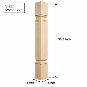 Pied de support décoratif carré en bois massif pour îlot de cuisine, armoires et comptoirs - Product Image 2