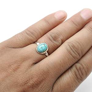 Luxurious High Quality 925 Sterling Silver <b>Ring</b> Comes With Oval Cut Natural Turquoise Gemstone Fancy Shape Bezel Set <b>Boho</b> <b>Ring</b> - Product Image 4