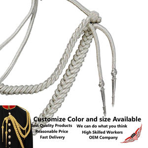 Aiguillette de hombro dorada y plateada de Alemania para uniformes de gala y disfraces, con cuerda de hombro de bullion y Mylar. - Product Image 3