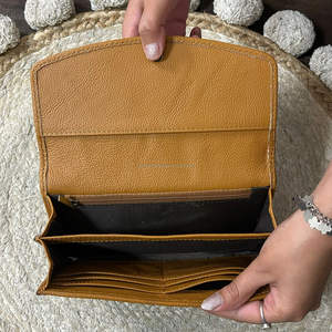 Portefeuille-pochette bohème en cuir de vachette véritable pour femme, design patchwork western, longue bourse pour dames, porte-cartes et organisateur d'argent liquide - Product Image 6