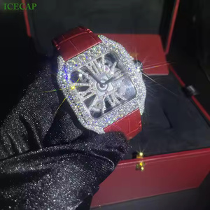 Montre à quartz pour homme au style épuré, entièrement sertie de diamants Moissanite, montre-bracelet tendance pour homme - Product Image 1