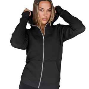 Veste de sport à capuche zippée pour femme, vêtement de sport athlétique, veste de course avec poches, vente en gros OEM - Product Image 6