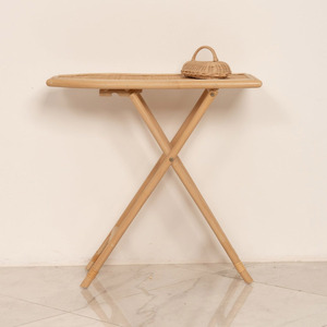 Kids handmade pretend play toys natural rattan ironing board set small size iron toy for little girls - Product Image 4