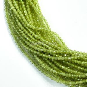 Peridoto natural microfacetado, cuentas redondas de 2 mm, peridoto con corte de diamante, cuentas de piedras preciosas sueltas facetadas para la fabricación de joyería. - Product Image 2