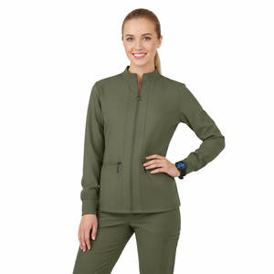Chaqueta Médica de Moda al por Mayor para Mujer, Ajustada, con Cremallera Frontal, Manga Larga, Uniforme de Enfermera, Chaqueta de Spandex y Poliéster - Product Image 4