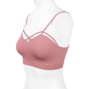 Sujetador deportivo de yoga para mujer con espalda cruzada, acolchado, para gimnasio, fitness, entrenamiento, top de ropa deportiva, venta al por mayor, sujetador atlético con tiras, marca privada - Product Image 2