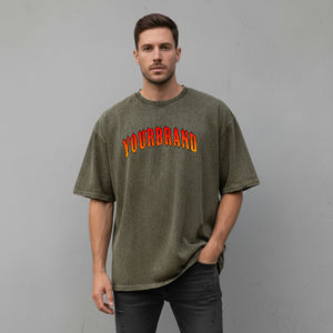 Camiseta de algodón para hombre, nueva llegada 2026, con logo impreso personalizado, color sólido, ajuste holgado, transpirable y ecológica. - Product Image 1