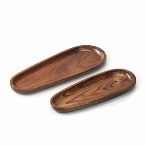 Custom Eco-Friendly Wood Serving Platter Irregular Oval <b>Dinner</b> Plates Long Baguette Bread <b>Tray</b> For Restaurant And Hotel Serving - Product Image 3