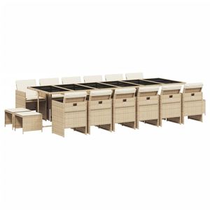 Set da Pranzo da Giardino in Rattan per 10 Persone, Resistente alle Intemperie, Arredamento da Esterno in Stile Contemporaneo, Beige - Product Image 2