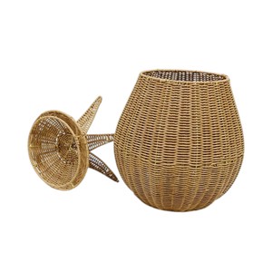 Elegant Pineapple Shaped Rattan <b>Woven</b> <b>Basket</b> with Lid - Decorative Handmade Fruit Storage Trunk for Boho Living Room - Product Image 4