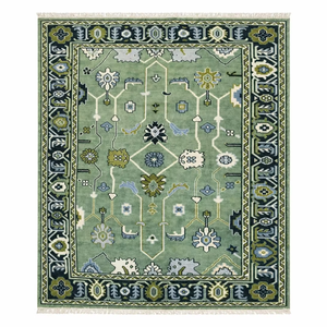 Tapis en laine fait main vert, tapis vintage à motifs floraux, tapis noué à la main de style persan, grand tapis de salon, tapis bohème doux et luxueux - Product Image 1