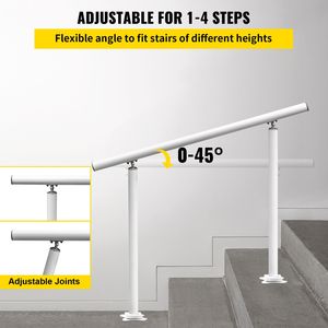 Kit Ringhiera per Scale Esterna Regolabile in Alluminio Bianco, Corrimano da 1,2 m per 1-4 Gradini, Dispositivi di Assistenza per Anziani - Product Image 3
