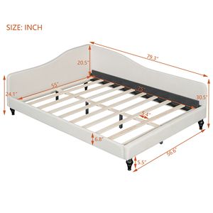Divano letto a L in lino beige con gambe in legno massello, divano letto matrimoniale (Vecchio SKU SF000146AAA) - Product Image 6