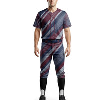 Ensemble complet de vêtements de sport pour équipe : Maillot et pantalon de baseball personnalisés en polyester respirant, entièrement boutonnés, avec design imprimé par sublimation