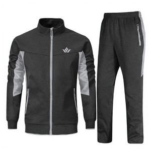 Men's Sporty Tracksuit Full <b>Zip</b> Stand Collar Jacket With Side Pockets And Matching Pants Quick Dry Polyester Autumn Wear - Product Image 3